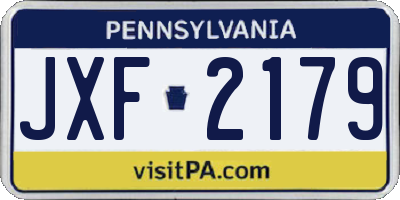 PA license plate JXF2179