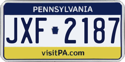 PA license plate JXF2187
