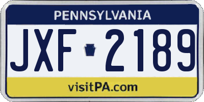 PA license plate JXF2189