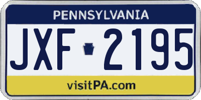 PA license plate JXF2195