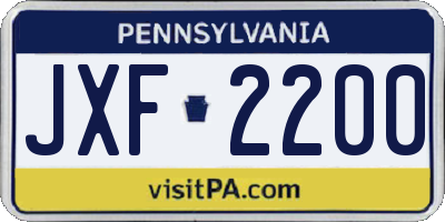 PA license plate JXF2200