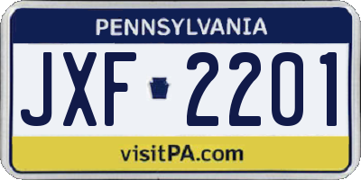 PA license plate JXF2201