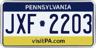 PA license plate JXF2203