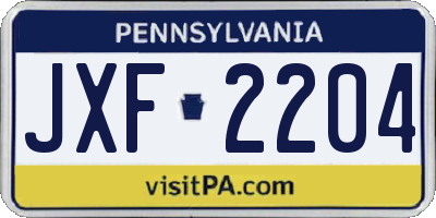 PA license plate JXF2204