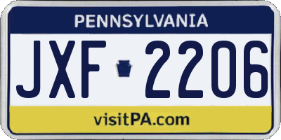 PA license plate JXF2206