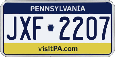 PA license plate JXF2207