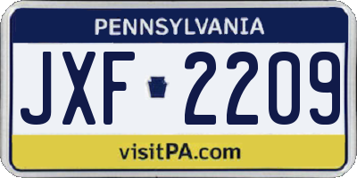 PA license plate JXF2209