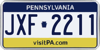 PA license plate JXF2211