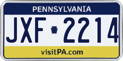 PA license plate JXF2214