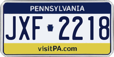 PA license plate JXF2218