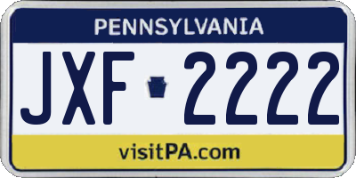 PA license plate JXF2222