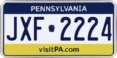 PA license plate JXF2224