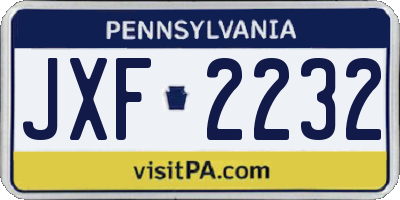 PA license plate JXF2232