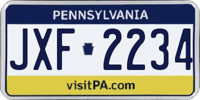 PA license plate JXF2234