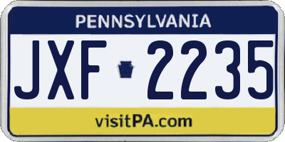 PA license plate JXF2235