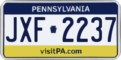 PA license plate JXF2237