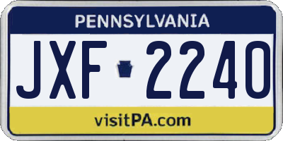 PA license plate JXF2240
