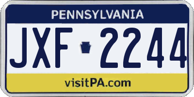 PA license plate JXF2244