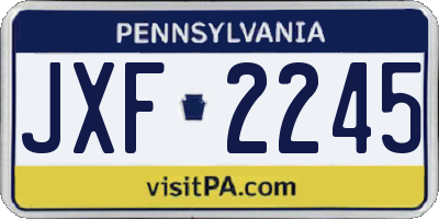 PA license plate JXF2245