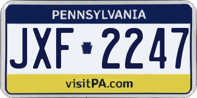 PA license plate JXF2247