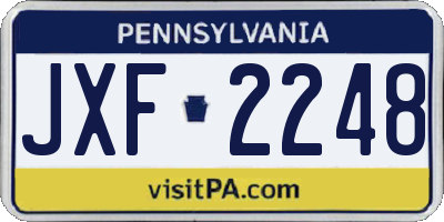 PA license plate JXF2248