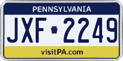 PA license plate JXF2249