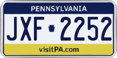 PA license plate JXF2252