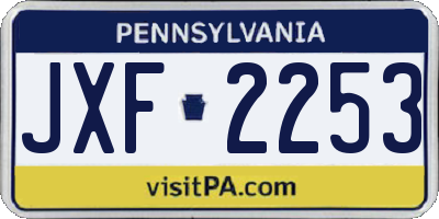 PA license plate JXF2253