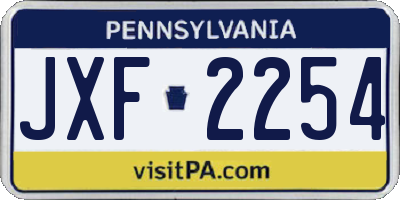 PA license plate JXF2254