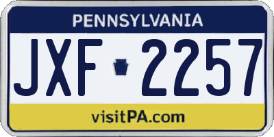 PA license plate JXF2257