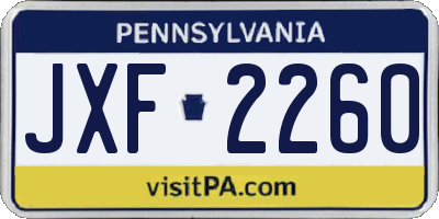 PA license plate JXF2260