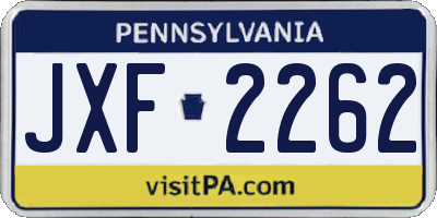 PA license plate JXF2262