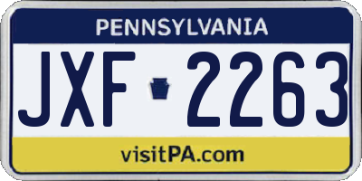PA license plate JXF2263