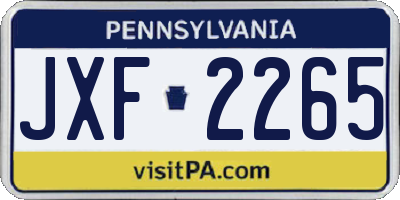 PA license plate JXF2265