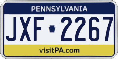 PA license plate JXF2267
