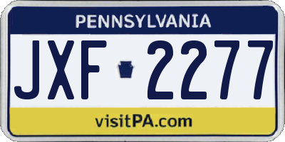 PA license plate JXF2277