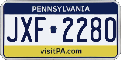 PA license plate JXF2280