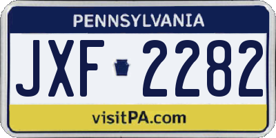 PA license plate JXF2282