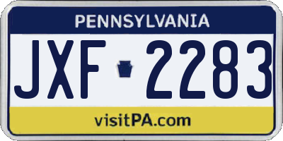 PA license plate JXF2283