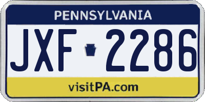PA license plate JXF2286