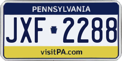 PA license plate JXF2288