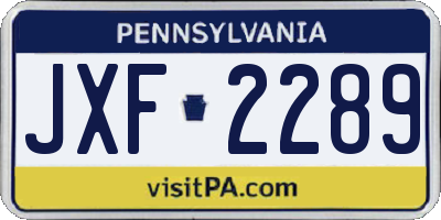 PA license plate JXF2289