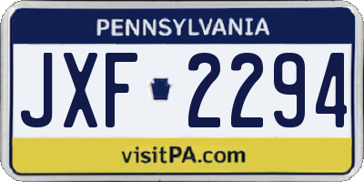 PA license plate JXF2294