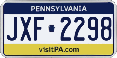 PA license plate JXF2298