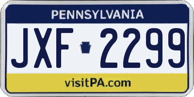 PA license plate JXF2299