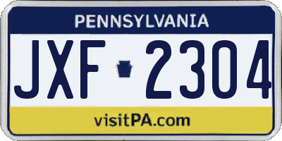 PA license plate JXF2304