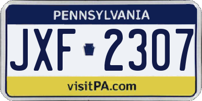 PA license plate JXF2307