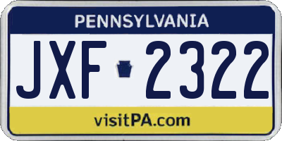PA license plate JXF2322