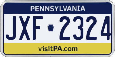 PA license plate JXF2324