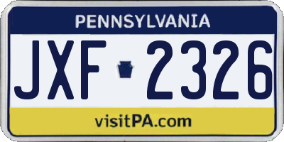 PA license plate JXF2326
